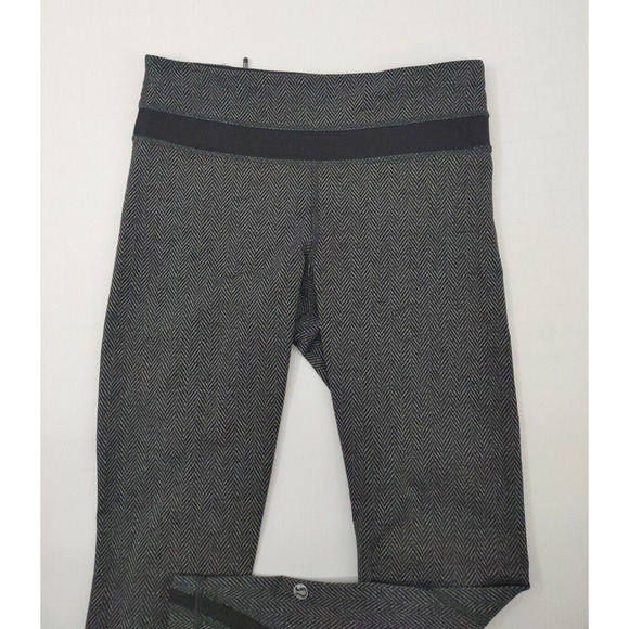 Lululemon Inspire Crop II Leggings Womens 4 Black Herringbone Running Athleisure - Picture 3 of 13